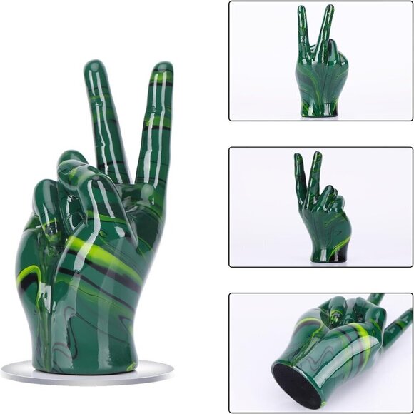 Emerald Green Home Décor Peace Symbol Statue for Living Room Bedroom Sign Décor - Picture 4 of 8
